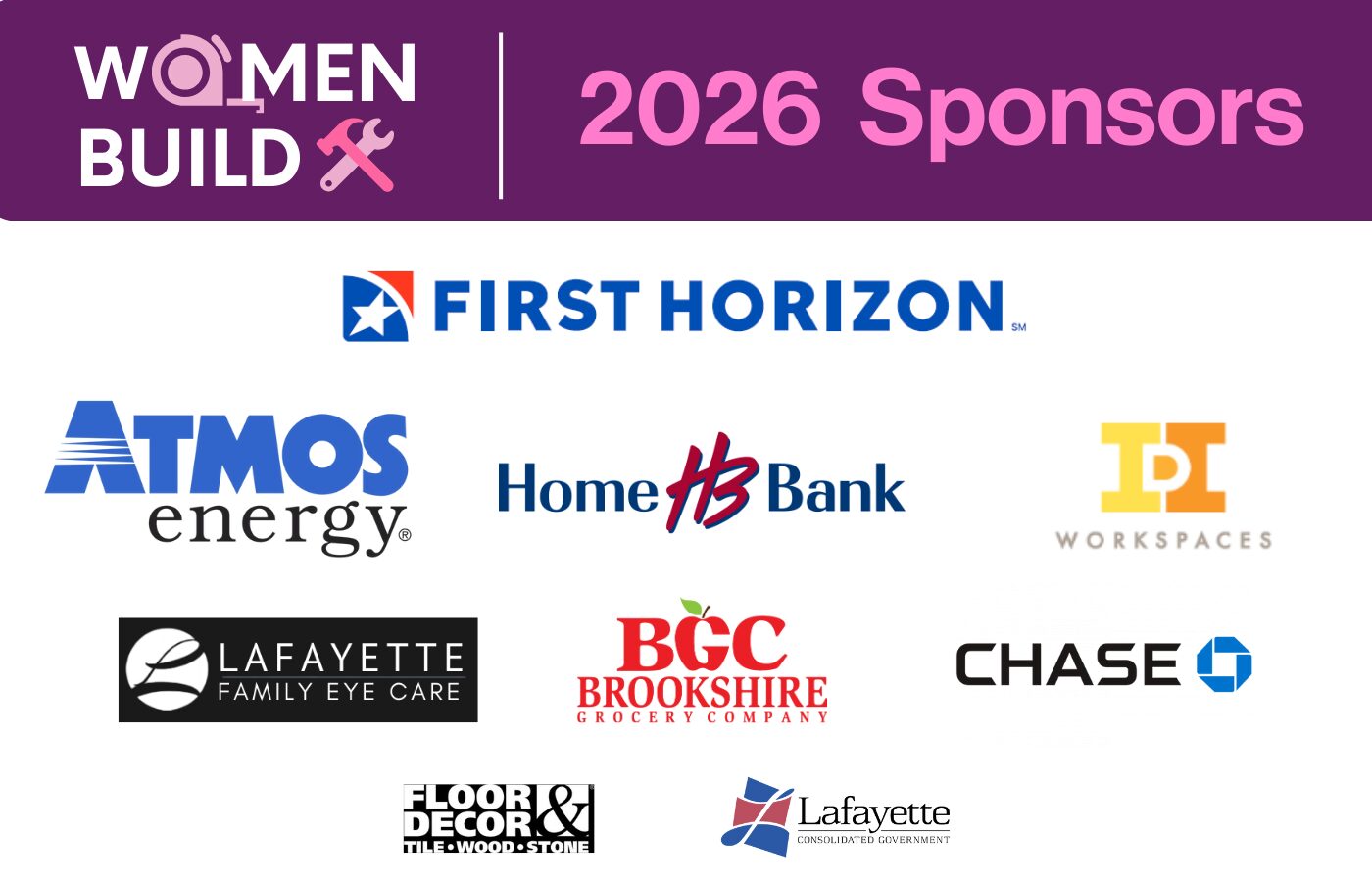 Logos of Women Build sponsors