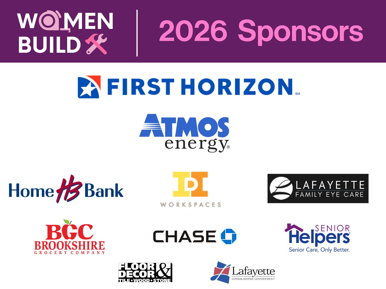 Logos of Women Build sponsors