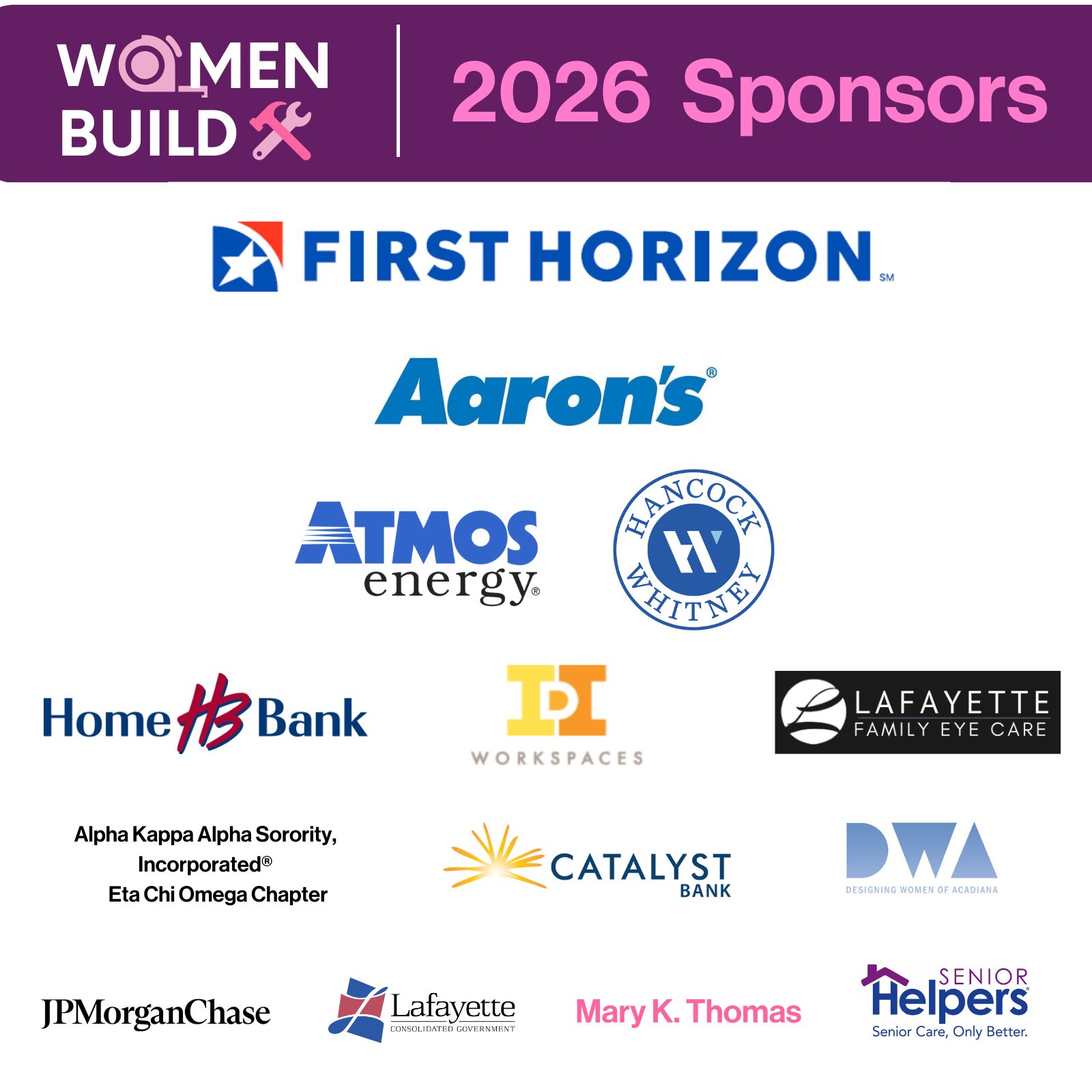 Logos of Women Build sponsors