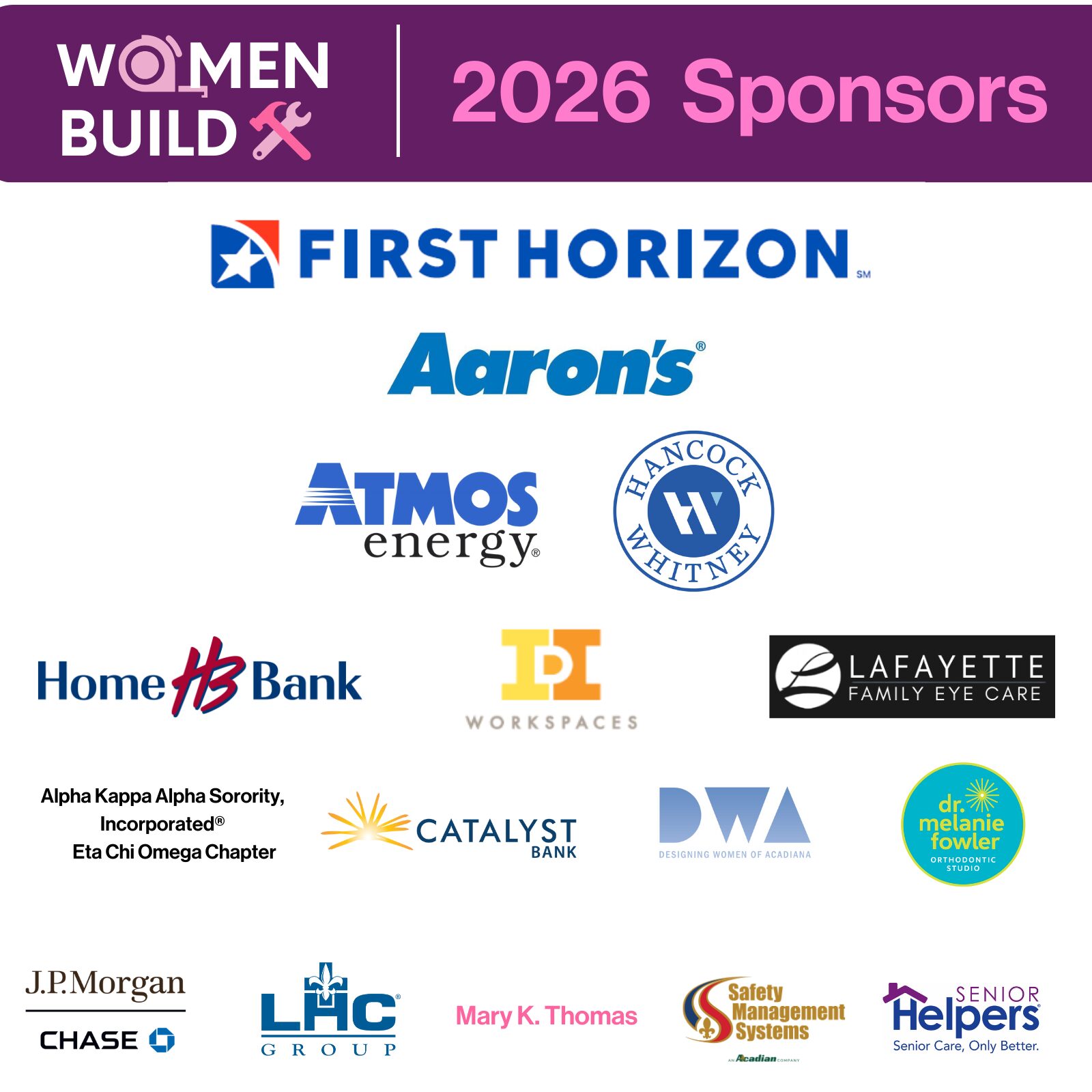 Logos of Women Build sponsors