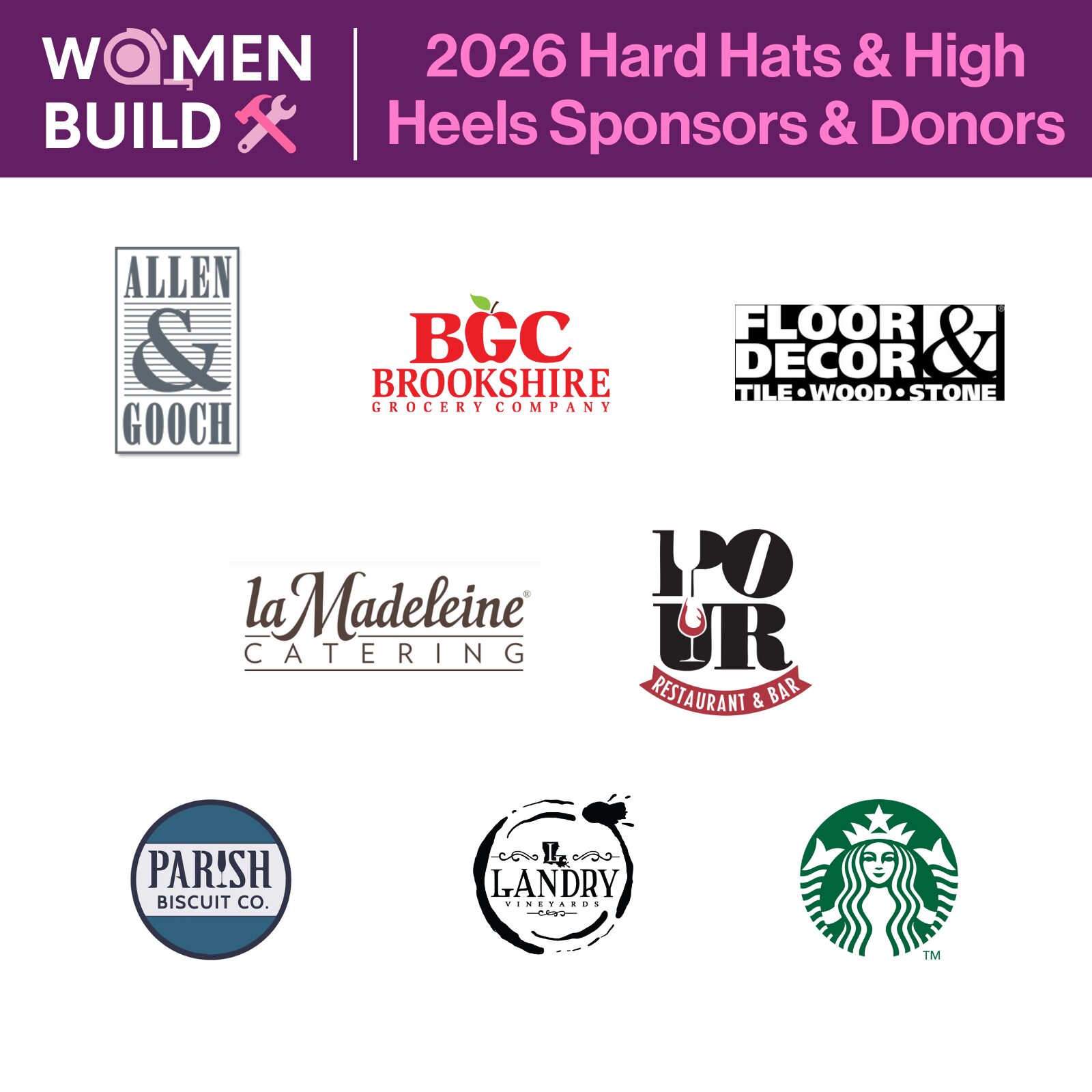 Logos of Women Build sponsors